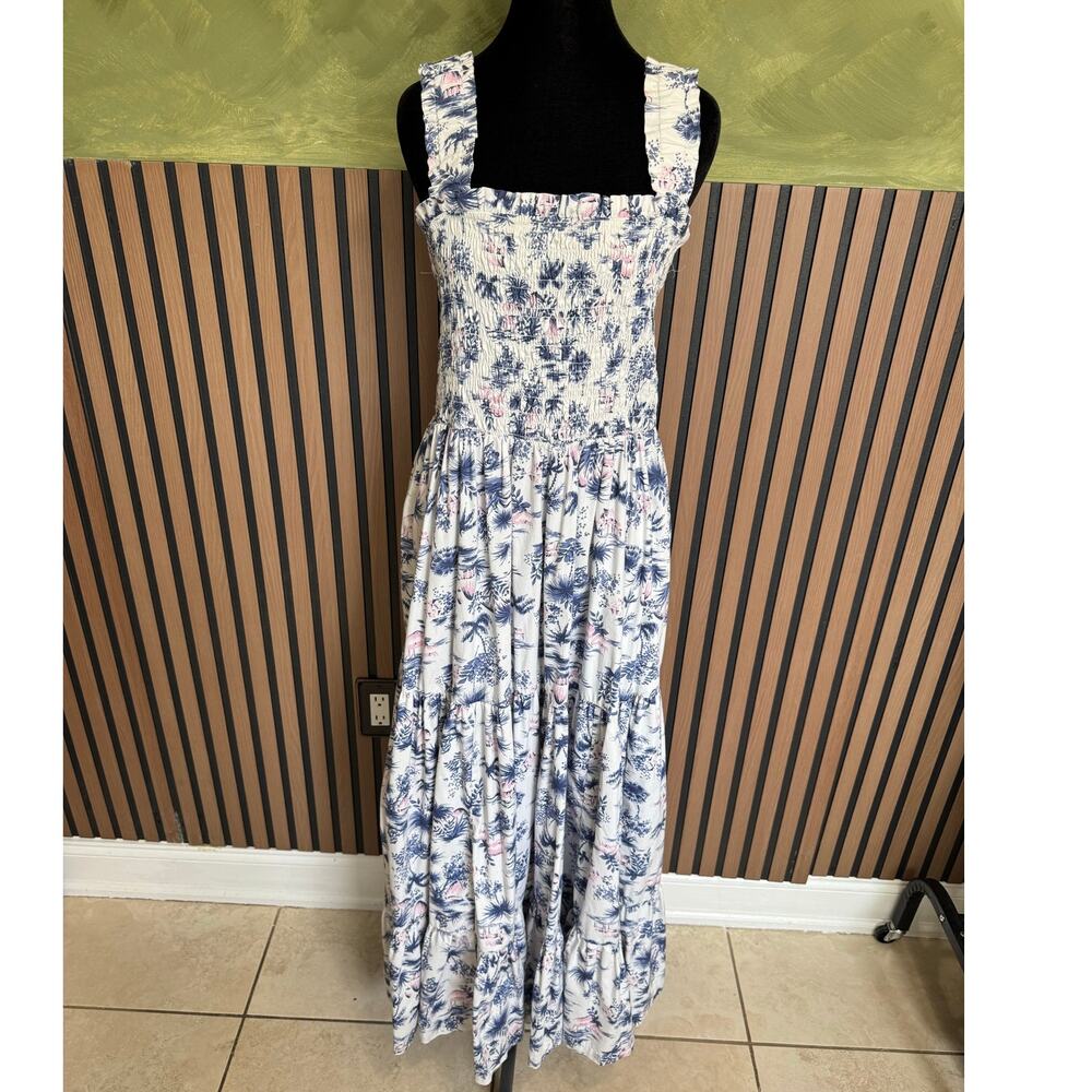 Abercrombie & Fitch Smocked Bodice Easy Maxi Dress Palm Tree Print Size XL - Picture 2 of 11
